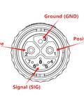 Rock Solid M23 8 Pin Waterproof Wire Connector IP67 Rated circular view showing pin configuration for eBike charger use.