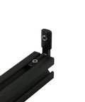 Black T-slot L shape corner bracket on aluminum extrusion profile for 2020 series, includes screws, designed for hidden interior corners.