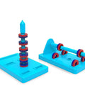 Hands On Magnet Kit For Kids With 13 Magnets And Accessories For STEM Experiments Bar Ring Horseshoe Compass Magnets Include Realistic Physics Toys And Complete Education Tool Set For Home showing stacked ring magnets on stands.