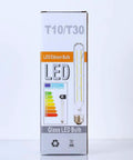 Packaging for 8W Dimmable T10 LED Tubular Bulb 8.9 Inch Long, 800 Lumens, 75 Watt Equivalent, Soft White 3000K, E26 Base, 4 Pack