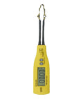 Digital Multimeter With LED Clip Probes For Non Solder Testing, yellow handheld device for PCB repair shown vertically.