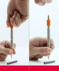 Do It All Spring Punch Set With Nail Punch Pin Punch Center Punch And Cold Chisel In Alloy Steel With Orange Handle 5 Piece Kit For Metal And Woodworking Tasks spring-loaded alloy steel punch over metal bar