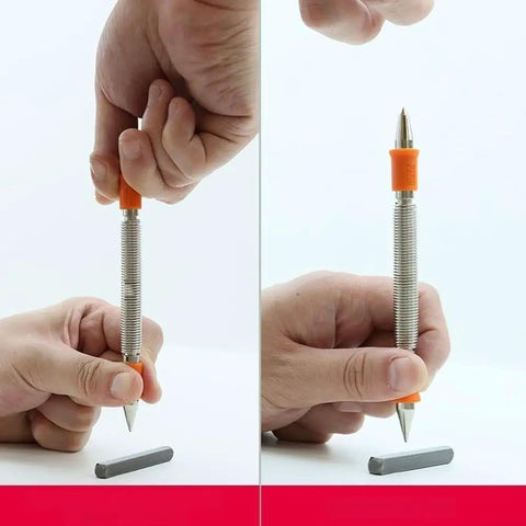 Do It All Spring Punch Set With Nail Punch Pin Punch Center Punch And Cold Chisel In Alloy Steel With Orange Handle 5 Piece Kit For Metal And Woodworking Tasks spring-loaded alloy steel punch over metal bar
