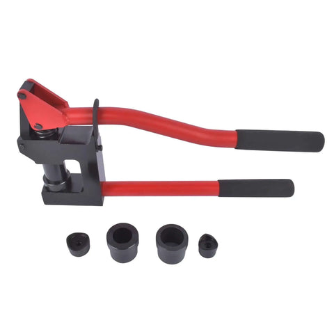 Manual Lever Sheet Metal Hole Punch Kit 20 Gauge With Dies 7/8 Inch 1-1/8 Inch And 1-11/32 Inch, Pro Grade Steel, side view with handles