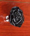 Get Ready To Upgrade With This Totally Stunning 55mm Pink Glass Crystal Rose Cabinet Pull Crafted From Tough Zinc Alloy For Quick Drawer And Wardrobe Door Swings Killer Home Decor Touch For Every Room - Black rose design.