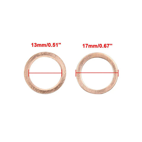 13mm Inner Diameter Copper Flat Washers 20 Pack for Automotive Engine Sump Plug Sealing Gaskets Rings