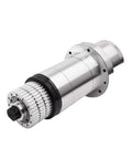 Top Shelf CNC Belt Driven Spindle Assembly With Automatic Tool Changer Slick Six Thousand RPM Speed, silver metal housing with gear.