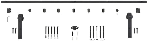 78 Inch Barn Door Track And Hardware Kit In Champagne Brass With Smooth Rollers And Matching Hardware For Doors Up To 36 Inches Easy Install With All Mounting Hardware Included And Heavy Duty Steel Construction components