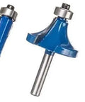 Solid 35 Piece 1/4 Inch Shank Carbide Router Bit Kit With Heavy Duty Case delivering smooth cuts, featuring various blue carbide router bits.