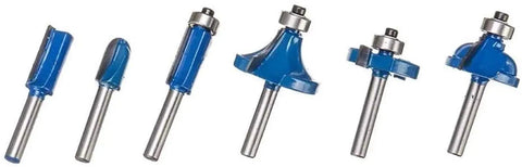 Solid 35 Piece 1/4 Inch Shank Carbide Router Bit Kit With Heavy Duty Case delivering smooth cuts, featuring various blue carbide router bits.