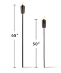 2-Pack Honey Copper Outdoor Torches For Patio Backyard And Garden No-Fuss Ready-To-Go Easy-Install Tiki Style Torches with height measurements