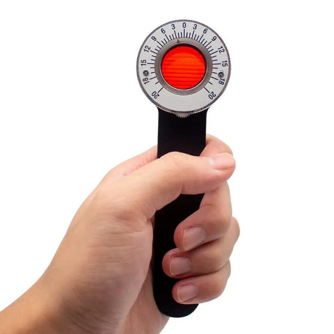 Person holding Pro Grade Portable Ophthalmic Prisms Tester for Strabismus, 20 Prism Diopters Convergiometer With Rotating Maddox Rod