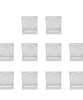 Ten pieces of Heavy Duty Aluminum Alloy Angle Bracket Set for fence and construction, showing corner braces 3.2x1.2x3.5 inches