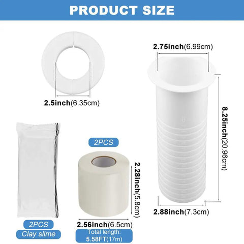 All In One Mini Split Line Set Cover And Wall Sleeve Combo Kit For Outside AC Units With Rapid Bond Tape dimensions and components