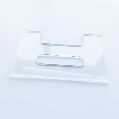 Crisp Handle Groove Template And Slick Acrylic Router Guide For Dead Easy Finger Grab Tracing On Wooden Cutting Boards And Serving Trays With Knockout Precision, 5x8 inch clear acrylic board.
