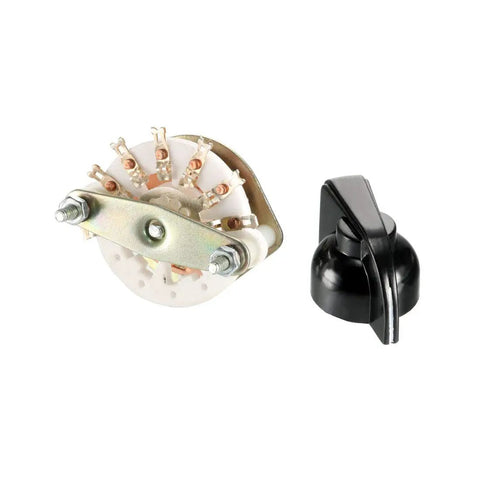 1 Pole 6 Position Band Selector Rotary Switch With 1 Deck 10mm Mount Hole 6mm Shaft 11.5mm Shaft Length Includes Black Plastic Knob