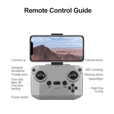 Remote control guide for HD Drone With Dual Cameras For Aerial Photography Remote Control Beginner Friendly With Intelligent Obstacle Avoidance 180 Degree Lens Flow Hover And 120 Degree Wide Angle Shots Great For Novices Three Battery Packs
