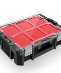 Six Tray Tool Box Organizer With Transparent Cover And Stackable Design, Detachable, Side Card Locks, Large Exterior, Red