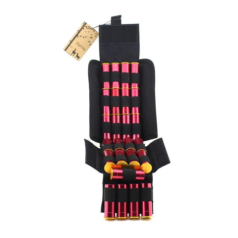 25 Rounds Shotgun Shell Pouch MOLLE Carrier Compact Foldable Ammo Bag for 12G 20G with shells displayed in open position.