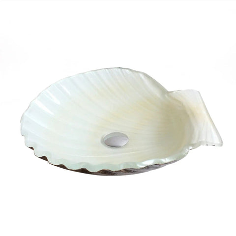 USZWBY Bathroom Vessel Sink Tempered Glass Bathroom Vessel Sink Shell Shape Above Counter Bathroom Sink with a smooth, elegant design.