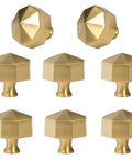 Solid Brass Knobs Set In Brushed Gold Finish For Cabinets Dressers And Drawers Contemporary Euro Style Drawer Handles Heavy Duty 1.18 Inch Diameter 30mm 8 Pack Durable Smooth Grips