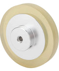 Saluaqui Industrial Encoder Wheel 200mm 250mm 300mm Rubber Aluminum Alloy Anti Slip Anti Deformation Wear with Wrench Screws for Rotary Encoder Meter Measuring (200) close-up view showing rubber and aluminum design.