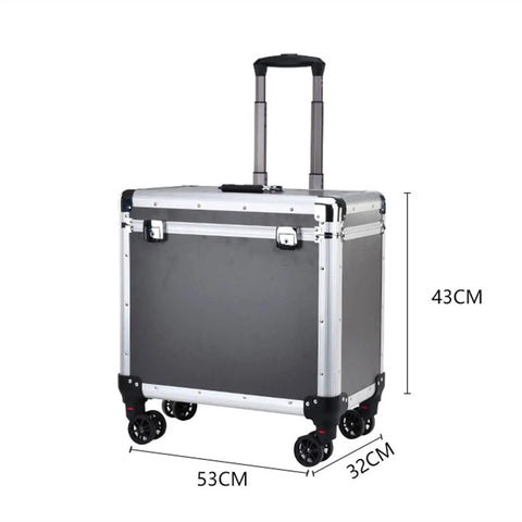 Large Capacity Tool Organizer On Wheels With Locking Aluminum Alloy Toolbox With Telescopic Handle For Nuts Bolts Sockets And Wrenches Durable Multi Purpose Storage Case front view