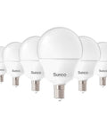 Six Pack E12 LED Bulbs For Candelabra Sockets, 3000K Warm White, CRI92, 450 Lumens, 5W Equivalent To 40W, Frosted G14 Globe Vanity Light Bulbs
