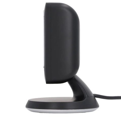 Side view of Hands Free 2D Barcode Scanner Omnidirectional Reader With USB Plug And Play For Retail And Libraries No Fuss Setup Fast Reliable Scanning Durable ABS Housing No Software Needed