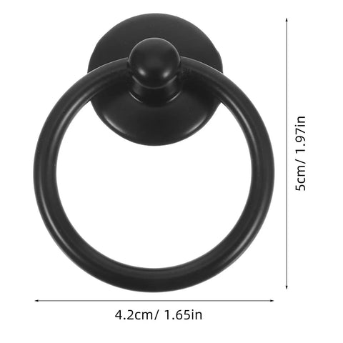 Single piece from Six Vintage Black Metal Drawer Pull Handles Set For Dressers And Cabinets Retro Ring Cabinet Knobs