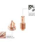 204325 Tips And 192047 Electrodes For Plasma Cutter Torch, showcasing copper alloy and hafnium core.