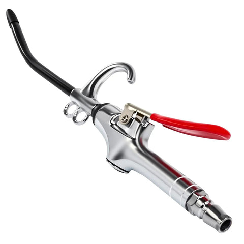 Metal air blow gun with red trigger, copper valve, for quick dust blow off, Pro Grade High Volume Air Blow Gun With Aluminum Guard For Quick Dust Blow Off