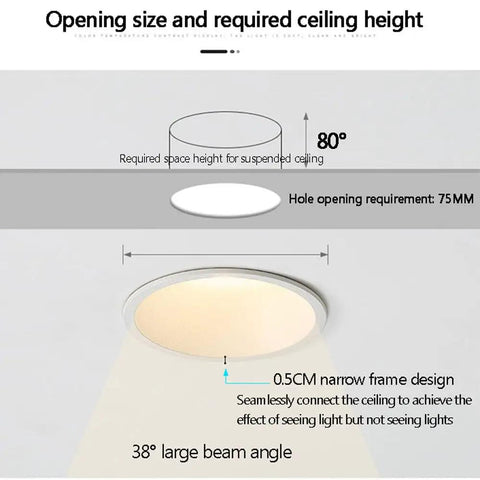 Image showing dimensions for UWYTGF 9 Pack Retrofit Led Recessed Lighting 3.2 Inch, with hole opening requirement of 75MM.