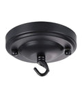 Upgraded 4.1 Inch Iron Ceiling Canopy Kit for Pendant Lights and Chandeliers, close-up of vintage black ceiling plate with hooks