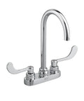 Gooseneck Lavatory Faucet With 4 Inch Spout 1.5 GPM Flow No-Fuss Easy Install Bathroom Sink Tap Base-Mount For Quick Fit Bone Finish