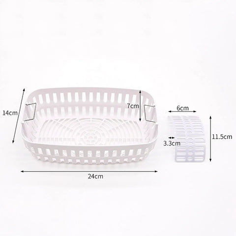 2.5 Liter Capacity Ultrasonic Jewelry Cleaner With Digital Timer And 40 Khz Frequency For Rings Watches Coins And Glasses Ridiculously Clean Every Time Home Or Workspace Ready To Crush Grime Smooth Operator Vibes white plastic basket with measurements.
