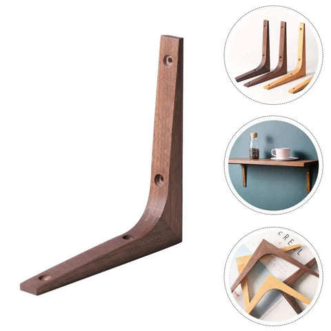 Heavy Duty L Corner Braces With Authentic Wood Grain Finish shown from side, solid metal with wood appearance for shelf support.