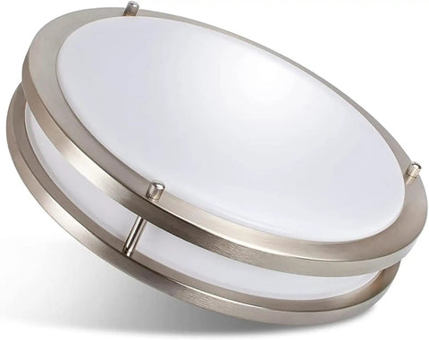 60W LED Flush Mount Ceiling Light Fixture 15 Inch Ultra Bright Daylight White 5000K 6000 Lumens brushed nickel side view