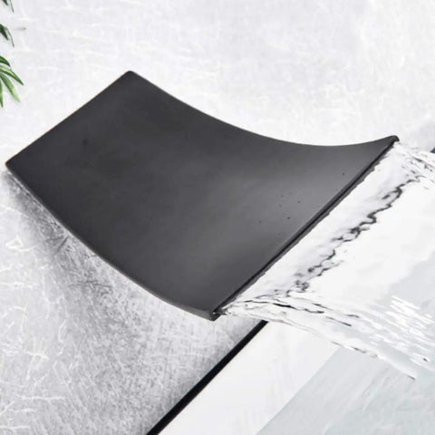 UMJIGF Led Digital Display Shower System Wall Mounted Concealed Shower Faucet Set Multifunction Matte Black Waterfall Tub SPO spout.