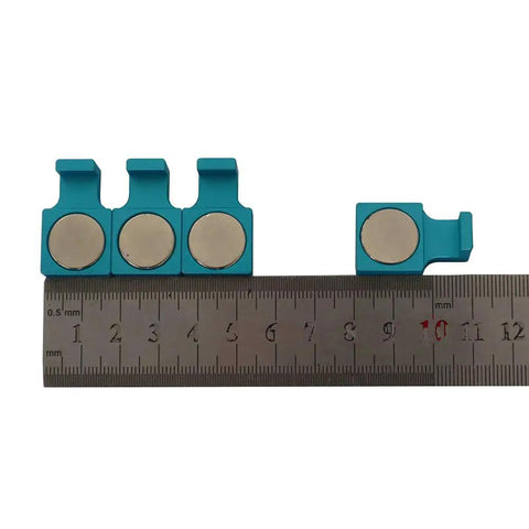 Upgraded Strong Magnetic Parallel Keepers For Vises And CNC Machinist Tools Blue Aluminum Powder Coat 4 Holder Set with ruler