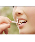 Person using Daily Dental Floss Picks Individually Wrapped 350 Count With Easy Glide Floss That Will Not Stretch Or Break, Deep Clean.