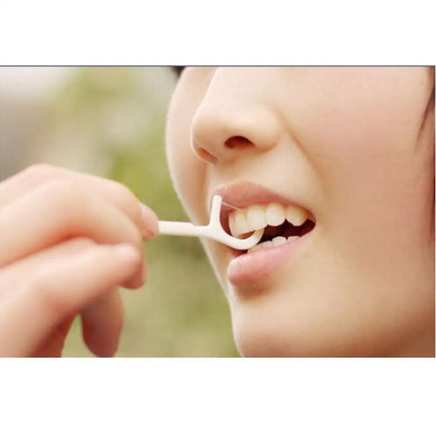 Person using Daily Dental Floss Picks Individually Wrapped 350 Count With Easy Glide Floss That Will Not Stretch Or Break, Deep Clean.
