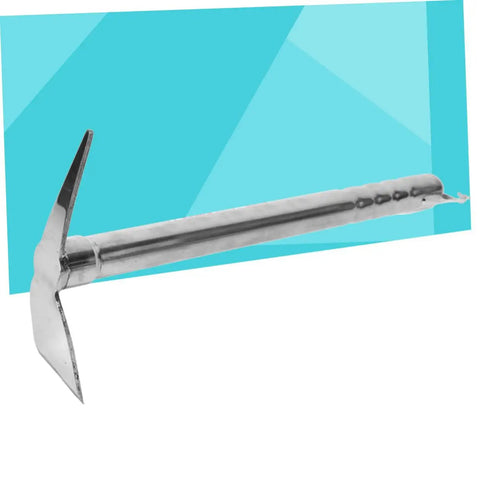 Grab And Go All In One Stainless Steel Garden Hoe And Pickaxe for Planting and Weeding on a blue background