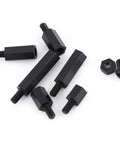 Long Lasting Nylon Standoff Spacer Kit With Male And Female Threads, Anti Signal Interference Hex Pillars For Circuit Board Mounting, No Slip Design, 250 Pc Bulk Pack Includes Nuts And Screws, Great For Chip Thermal Channels. Black nylon hex spacers and nuts for PCB mounting