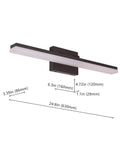 24 Inch Modern LED Vanity Light For Bathroom In Black Painted Finish Dimmable 24W Cold White 5000K 1680 Lumens dimensions