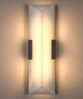 Tonabona 20" LED 18W 3000K Natural Alabaster Marble Farmhouse Bathroom 2 Pack Black Wall Sconce on flat wall.