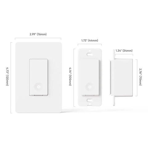 Dimensions of Three Way Smart Light Switch Kit Four Pack, Neutral Wire Required, 2.4GHz WiFi Works With Alexa And Google Home