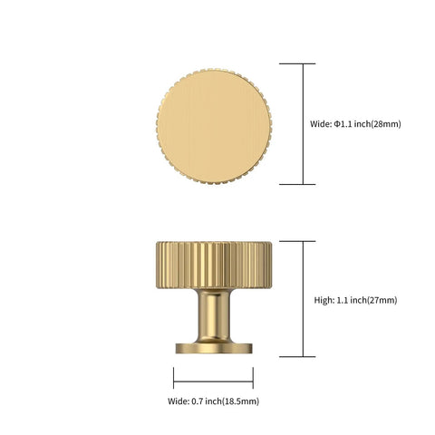 10 Pack Champagne Bronze Kitchen Cabinet Knobs Zinc Cabinet Hardware For Dresser Drawers Upgrade Your Cabinets With A Classic Look And Easy Install Durable Zinc Alloy Construction, top and side view with dimensions