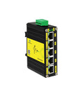 Rugged Industrial Five Port Gigabit Switch With DC 12 To 48V Input Din Rail And Wall Mount IP40 Protection, side view