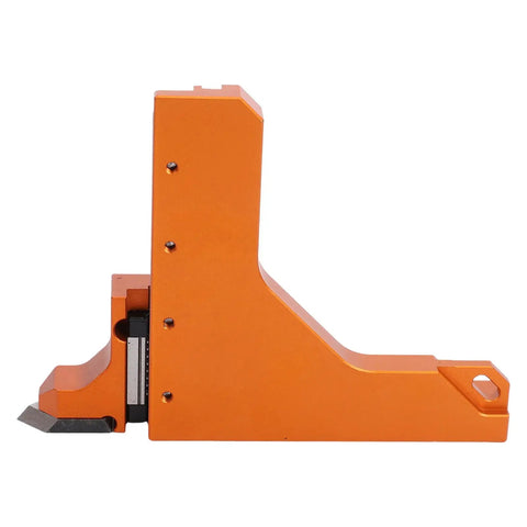 Heavy Duty Aluminum Alloy Height Gauge And Depth Ruler Offering Dual Measurement Scales For Exact Router Bits And Sawblade Measurements, side view.